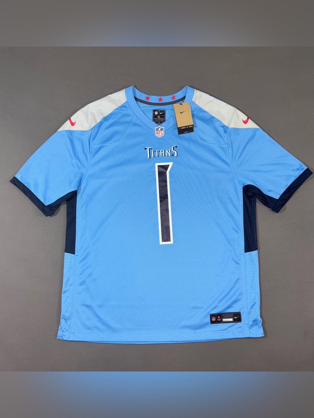 Men’s Nike Tennessee Titans #1 Cam Ward NFL Jersey Blue Size XL